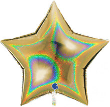 Stor Holografisk Folieballong Stjärna Guld