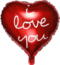 Folieballong Hjärta I Love You Röd
