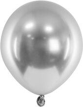 Glansiga Miniballonger Silver 50-pack