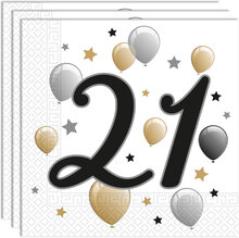 Milestone Happy Birthday 21 Års Servetter