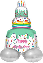 Stående Folieballong Tårta Happy Birthday
