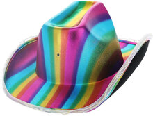 LED Cowgirl Hatt Metallisk Rainbow