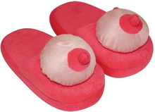 Pink-coloured BOOBS slippers