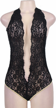 Low Cut Lace Teddy With Gold Trim