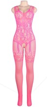Floral Strappy Mesh Bodystocking M