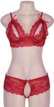 Cranberry And Lace Bra set - One Size