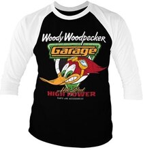 Woody Woodpecker Garage Baseball 3/4 Sleeve Tee, Long Sleeve T-Shirt