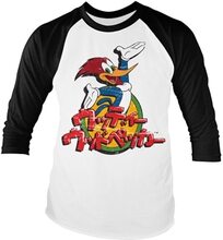 Woody Woodpecker Washed Japanese Logo Baseball Long Sleeve Tee, Long Sleeve T-Shirt