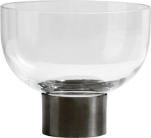 Nordal - RING Deco skål, glas med bas av metall, S