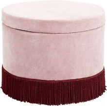 Nordal - Pouf, rose corduroy w/burgundy fringes