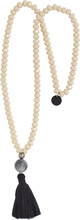 Nordal - MALA necklace, ivory glass, black tassel