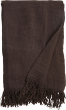 Nordal - ALULA bed cover w/fringes, linen, brown