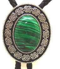 Bolotie OVAL GREEN WAVES MEDALLION