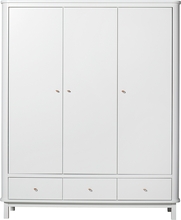 Garderob 3 dörrar Wood vit/ vit, Oliver Furniture