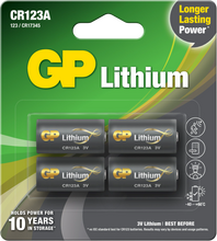 Lithiumbatteri GP Lithium CR 123A - 4-pack