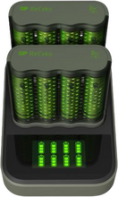 Laddstation M451 GP ReCyko AA / AAA med 2 st batteriladdare och 8 st batterier