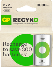 Uppladdningsbart batteri GP ReCyko D / LR20 med 3000 mAh - 2-pack