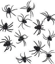 12 stk Svarte Edderkopper til Dekorasjon