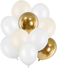 Ballongsett med 10 Stk Glossy Gull og Pastellfargede Ballonger