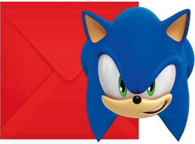6 stk Invitasjoner med Konvolutter - Sonic the Hedgehog