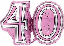 40 Års Feiring - Rosa og Sølvfarget Folieballong 81 cm