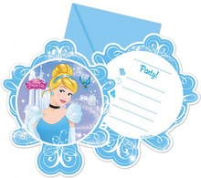 6 stk Invitasjoner - Askepott - Disney Princess