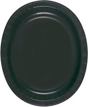 8 stk Svarte Ovale Papptallerkener/Serveringsfat 31x25 cm