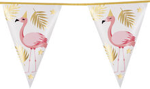 Banner med Vimpler og Foliert Gullmotiv 4 meter - Flamingo Gold