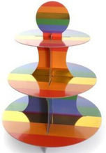 3 Etasjer Regnbue Kakestativ med Foliert Gullstripe - Golden Rainbow