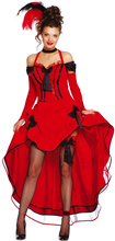 Rød Burlesque Kostymekjole til Dame - Small
