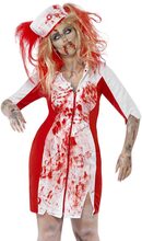 Zombie Sykepleier Damekostyme med Hodeplagg - Strl XXL
