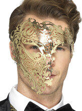 Gullfarget Filigree Phantom Øyemaske i Metall