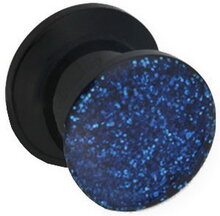 Glitter Away Blue - Svart Piercing Plugg - Strl 6 mm
