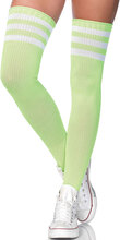 Neongrønne Strikkede Strømper med Tre Hvite Striper