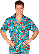 Blå Hawaii Kostymeskjorte med Blomstermotiv - Strl M/L