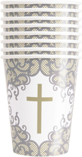 8 stk Flotte Pappkrus med Gullkors 270 ml - Gold Cross