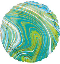 Blå, Grønn og Gullfarget Marble Folieballong 38 cm
