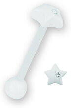 Star With Stone White - Tungepiercing