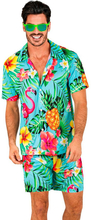 Breezy Flamingo Blå Hawaii Skjorte og Shorts - XXL