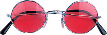 Runde Sølvfargede Briller med Rødt Glass