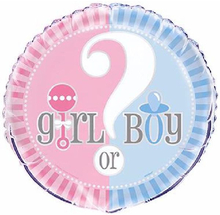 Girl or Boy? - Rund Rosa og Blå Folieballong ca 46 cm - Gender Reveal
