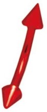 Double Spikes Banan - Rød Øyenbrynspiercing - Strl 1.2 x 8 mm med 3 mm kule