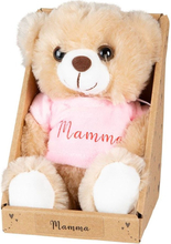 Teddybjørn i T-Skjorte med "Mamma" Tekst 15 cm