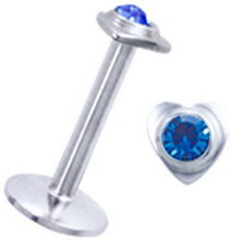 Labret with Heart and Blue Stone - Strl 1.2 x 8 mm