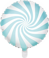 Lys Blå Candy Mønstret Folieballong 45 cm