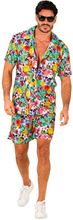 Blomstrete Hawaii Skjorte og Shorts med Hodeskaller - XXL