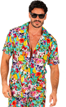 Blomstrete Hawaii Skjorte med Hodeskaller - L/XL