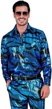 Blå Kostymeskjorte med Striper og Paljetter til Herre - L/XL