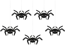 5 stk Svarte Edderkopper til Dekorasjon