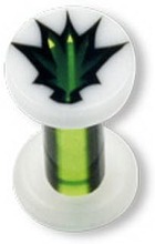 Green Weed - Hvit Piercing Plugg - Strl 1,2 mm